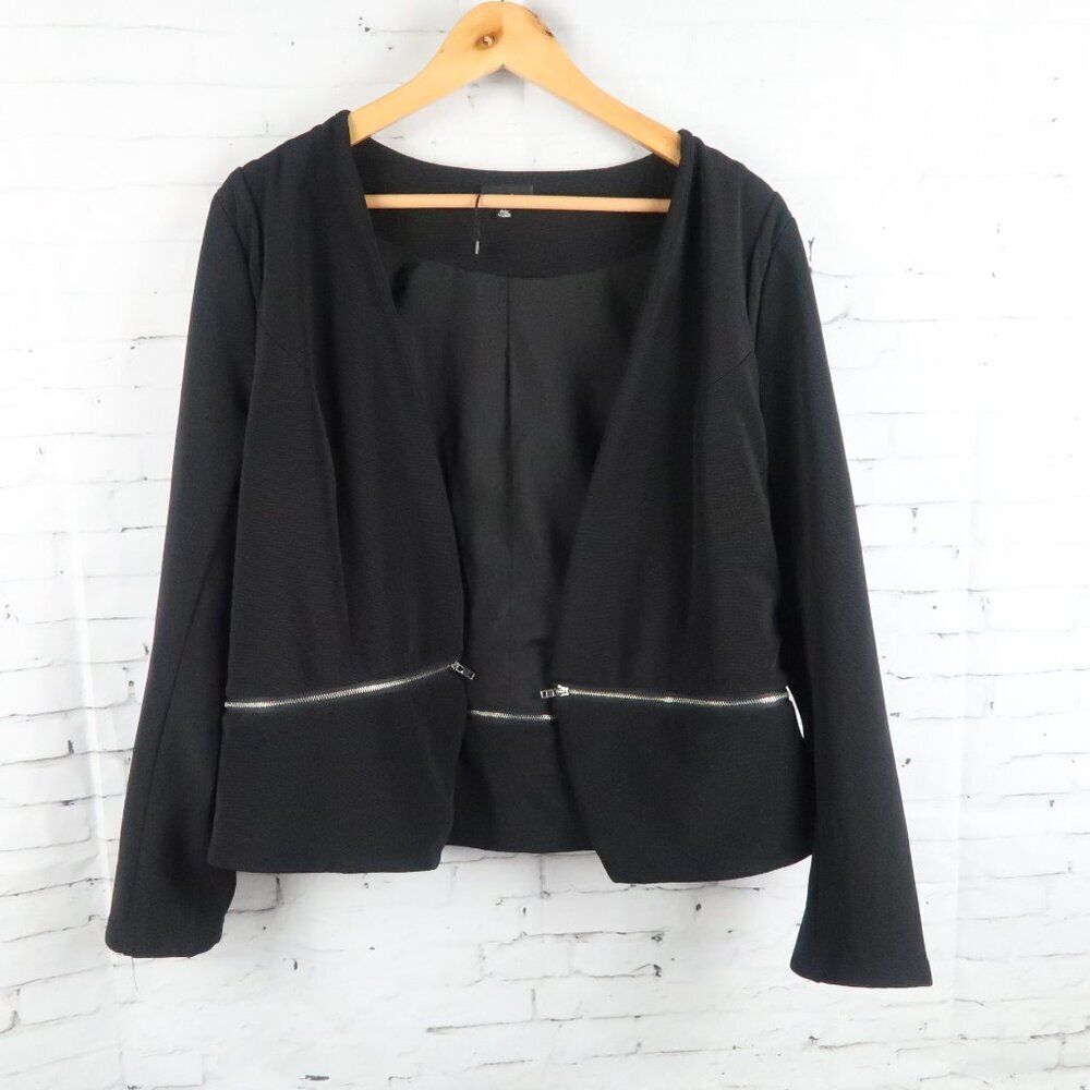 ZENOBIA BLACK LONG SLEEVE OPEN JACKET WITH REMOVABLE ZIPPER HEM SIZE XL
